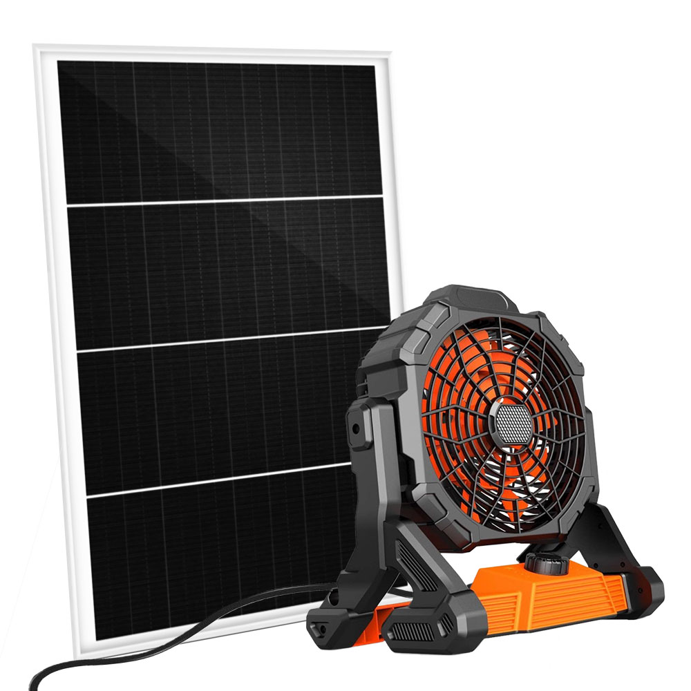 Ventilateur de bureau alimenté par panneau solaire de qualité supérieure avec lumière LED 